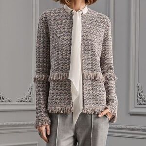 St. John Fall 2017 RTW Wool Blend Fringe Jacket